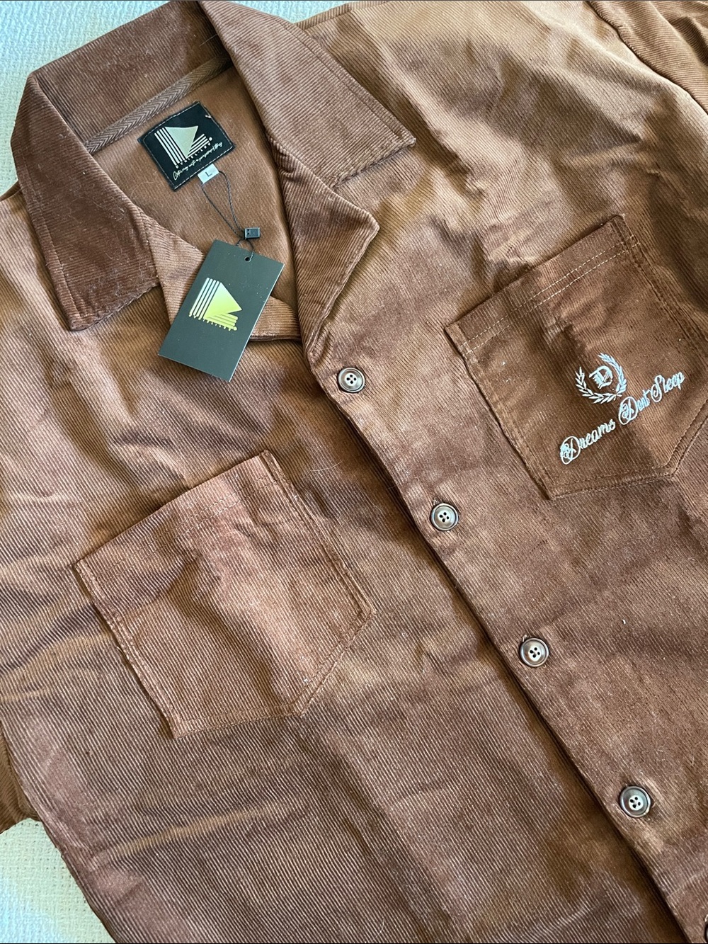 Brown Corduroy Button-Up short sleeve